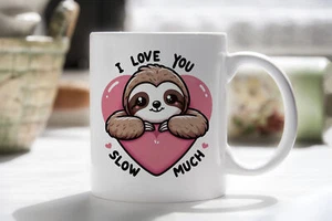 Sloth Mug I Love you Slow Much Coffee Novelty Cup Valentines Day - Picture 1 of 6