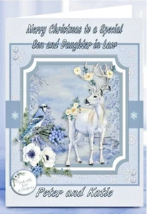 Personalised Christmas Card Stag Mum Dad Daughter Grandson Granddaughter - Picture 1 of 2