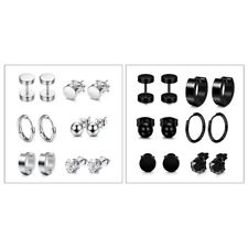 6 Pairs/Set Stainless Steel Piercing Earrings Ear Studs Unisex Women Men Decor