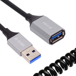 Cablecy USB 3.0 Type-A Male to USB3.0 A Female Stretch Coiled Cable Extension - Picture 1 of 18