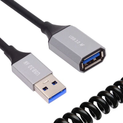 Cablecy USB 3.0 Type-A Male to USB3.0 A Female Stretch Coiled Cable Extension - Image 1 of 4