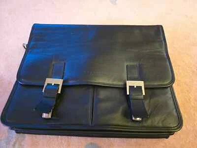 Kenneth Cole Reaction Cuero Laptop Maletín Mensajero Bolsillo Bandolera Negro Foto 1 de 4