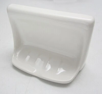 New Old Stock Porcelain Tile-In Shower Soap Dish, White, HCP - USA Made, MCM! - Image 1 of 4