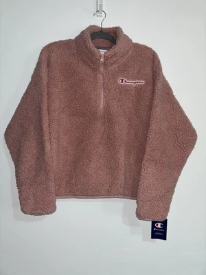 Chaqueta Pullover Champion Mujer XL Rosa Sherpa Polar Nueva con Etiquetas Media Cremallera Acogedora Peluche Foto 1 de 4