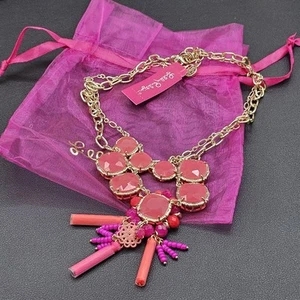 Lilly Pulitzer NUEVO BORLA DOBLE HILO COLLAR NUEVO CON ETIQUETA Coral Rosa - Imagen 1 de 5