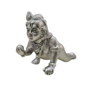 Laddu Gopal Idol In Pure 925 Silver / Bal Gopal Statue Murti In Silver - Picture 1 of 1