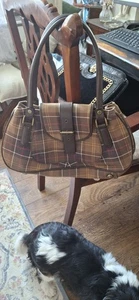 Barbour Leather Women's Handbag Brown Stripes With Leather Handles - Picture 1 of 4