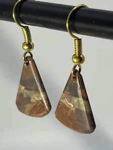Faszinierende Jaspis/Achat Gold Französischer Draht Dreieck Ohrringe leicht! - Bild 1 von 8
