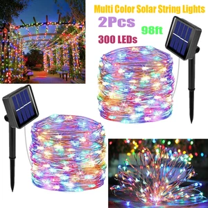2Pc Solar Fairy Lights 300 LEDs Waterpoof IP65 Solar Light Christmas Decoration - Picture 1 of 16