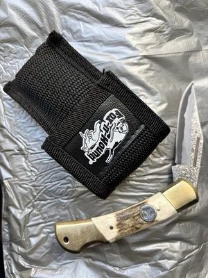 Cuchillo de bolsillo plegable Fox N Hound ciervo y latón nuevo en caja Foto 1 de 2