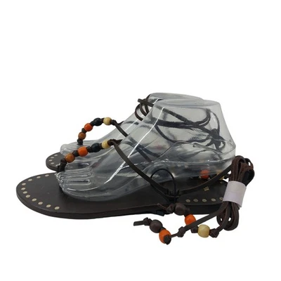 Сандалии Zara размер США 8 ЕВРО 39 на шнуровке с бисером кожа с заклепками - Изображение 1 из 4