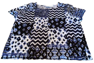 Alfred Dunner Damen Top Large Blau Schwarz Geometrisches Abstraktes Muster Stretch - Bild 1 von 13