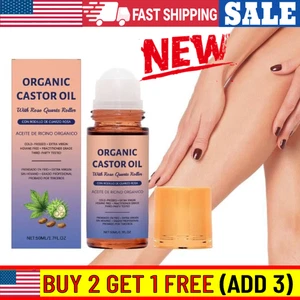 Nuevo rollo de aceite de ricino dorado orgánico con cuarzo rosa | 100 % puro para la piel 50 ml - Imagen 1 de 12
