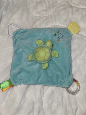 Cobertor de segurança de pelúcia verde tartaruga marinha Stephan Baby Lovey chocalho mordedor - Imagem 1 de 4