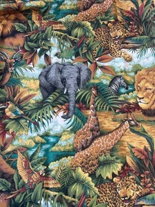 Afrikanischer Safari Tiermotiv Stoff 100 % Baumwolle 26 x 26 cm - Bild 1 von 2