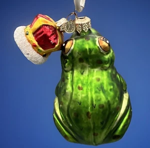 Dept 56 Charming Rana Principe Soffiato a Mano Vetro Mercurio Ornamento NATALE - Foto 1 di 13