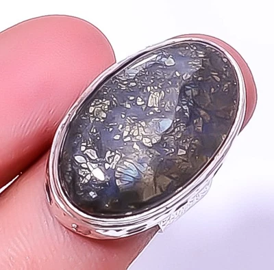 Anillo hecho a mano de plata de ley 925 con piedras preciosas mina Callahan de marcasita s.7 A343 Foto 1 de 4