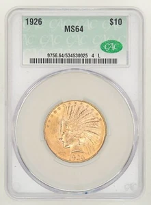 1926 $10 Indian Gold Eagle CACG Grading 64 Free Shipping USA Only (48) - Picture 1 of 3