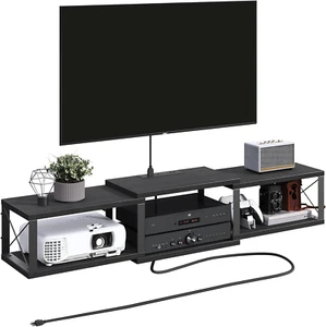 Floating TV Stand with Power Outlet, Wall-Mounted Entertainment Console Center w - Picture 1 of 9