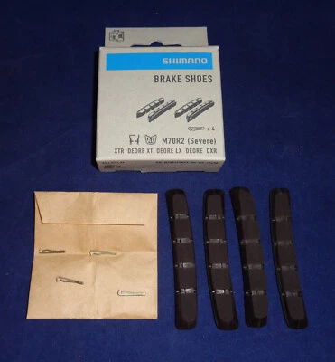 FULL SET SHIMANO M70R2 XTR, XT, LX, DEORE V- BRAKE SHOE CARTRIDGE INSERTS / PADS - Image 1 of 4