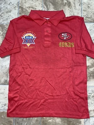 Polo de fútbol americano vintage 49ers 1994 Super Bowl XXIX botón logotipo ovalado rojo S Foto 1 de 4