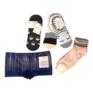 A New Day Xhilaration Girls Pair Of 7 Ankle Socks & Pull On Shorts Multicolor - Picture 1 of 7