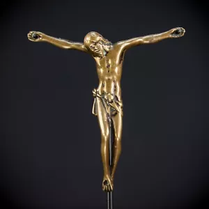 A RARE 1600s Corpus Christi Bronze Statue | 17th C Jesus Christ Figure | 4.1" - Picture 1 of 16