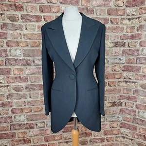 Georges Rech Jacket Blazer Womens 38 UK 10 Black Fitted Mid Length - Picture 1 of 12