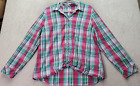 Talbots Shirt Women Large Pink Multi Plaid Long Sleeve Collared Button Down Knot