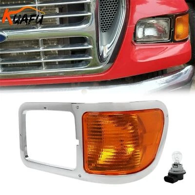 Left Headlight Bezel Trim+Corner Signal Light Lens For 2000-2015 FORD F650 F750 - Image 1 of 4
