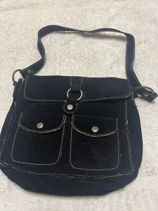 Roxy Suede Shoulder Black Bag.                9” X 8” X 2.5” - Picture 1 of 4