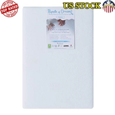 Colchón de cuna transpirable de 2 etapas con funda de algodón orgánico de 5" para cunas portátiles Foto 1 de 4