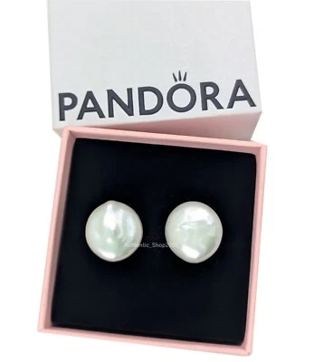 New 100% Authentic PANDORA Gold Baroque Cultured Pearl Stud Earrings 263309C01 - Image 1 of 4