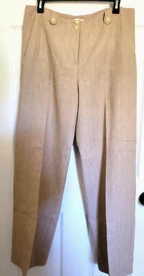 Брюки J Jill желтовато-коричневые шерстяная смесь с подкладкой размер 12 пуговиц на поясе петли молнии широкие штанины - Изображение 1 из 4