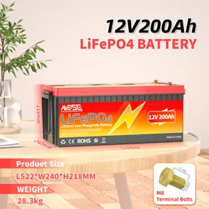 12V 200Ah LiFePO4 Akku Lithium Batterie mit 200A BMS Wohnmobil Solaranlage Boot - Bild 1 von 14