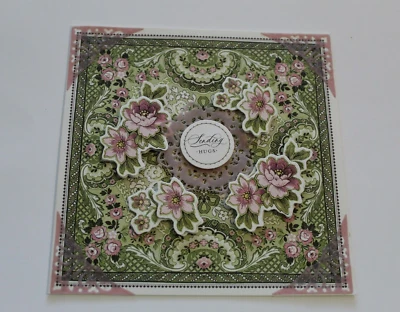 Anna Griffin "Sending Hugs" Pinks & Green 3D Handmade Layered Card 5.5" x 5.5" - Image 1 of 2