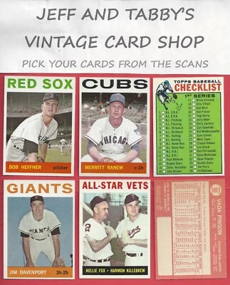 1964 TOPPS BASEBALL # 1 TO #217 / SEE DROP DOWN MENU FOR CARD YOU WILL RECEIVE - Image 1 of 4