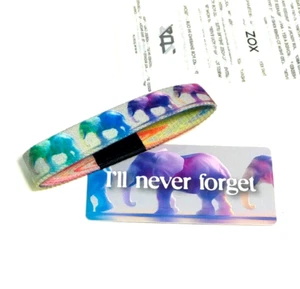 ZOX *I'LL NEVER FORGET (NEW VERSION)* Silver Small Single Wristband w/Card - Picture 1 of 3