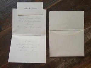 Anton Leonard-Annie Keith Brockton Massachusetts Vintage 1896 Wedding Invitation - Picture 1 of 2