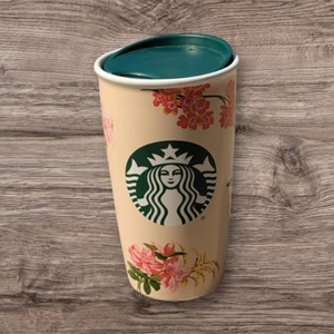 Ban.do + Starbucks 12 oz Limited Floral Double Walled Ceramic Tumbler with Lid - Picture 1 of 5