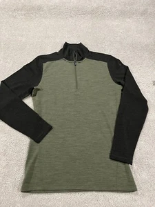 Smartwool Pullover Mens Small Green Black 1/4 Zip Merino 250 Wool Outdoor Hiking - Picture 1 of 9