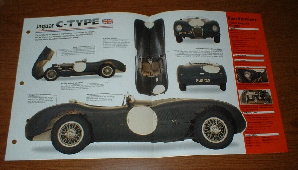 1953 JAGUAR C-TYPE ORIGINAL IMP BROCHURA ESPECIFICAÇÕES INFORMAÇÕES 53 52 51 CTYPE RACE LEMANS - Imagem 1 de 1