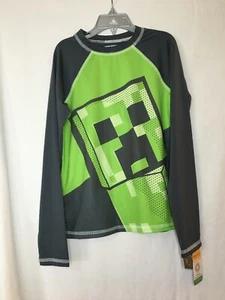 New Minecraft Boy Rash Guard Shirt Top UPF-50+ Rash Guard Swim Top Sz Small - Picture 1 of 4