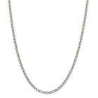 Sterling Silver Solid 4mm Plain Rolo Link Chain w/ Lobster Clasp 16