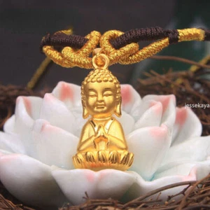 24K Yellow Gold 999 3D Men Women Lucky Lotus Buddha Baby Charm Pendant 1.7g - Picture 1 of 6