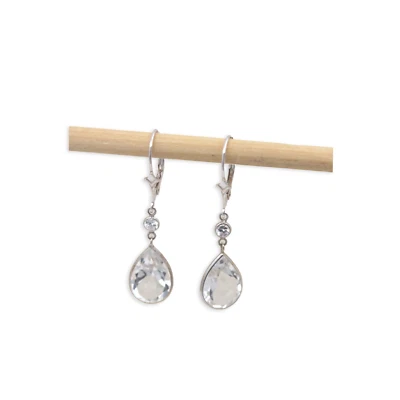 Висячие серьги с белым топазом из белого золота 14 карат - Изображение 1 из 3