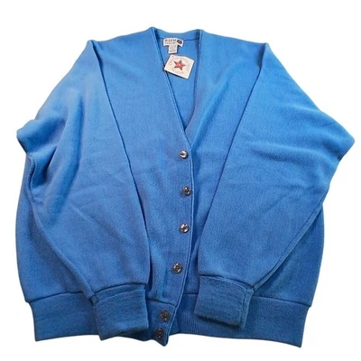 Designer R.H.M. Womens New Blue Stretchy Orlon Cardigan Sweater: Size XL - Image 1 of 4