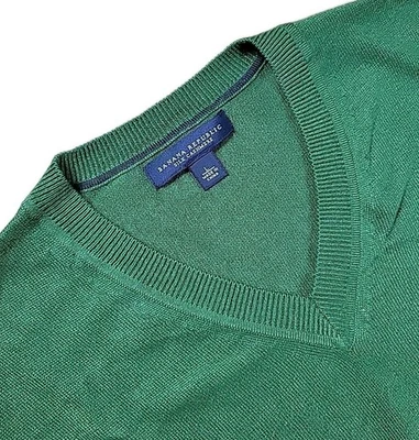 Banana Republic Pullover Chaleco Suéter Verde Para Hombre Grande Seda-Cachemira Cuello en V Foto 1 de 4