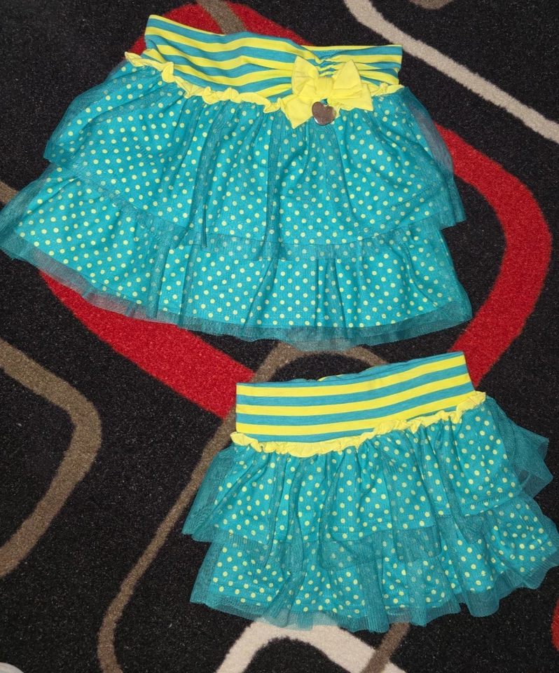 Hello Kitty Skort Niñas Talla 4 Rayas Lunares Lazo Dije Malla Jade Amarillo Nuevo Foto 1 de 1