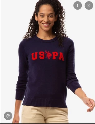 Suéter para mujer US Polo Association logotipo cuello redondo nuevo con etiquetas azul marino XX grande Foto 1 de 4
